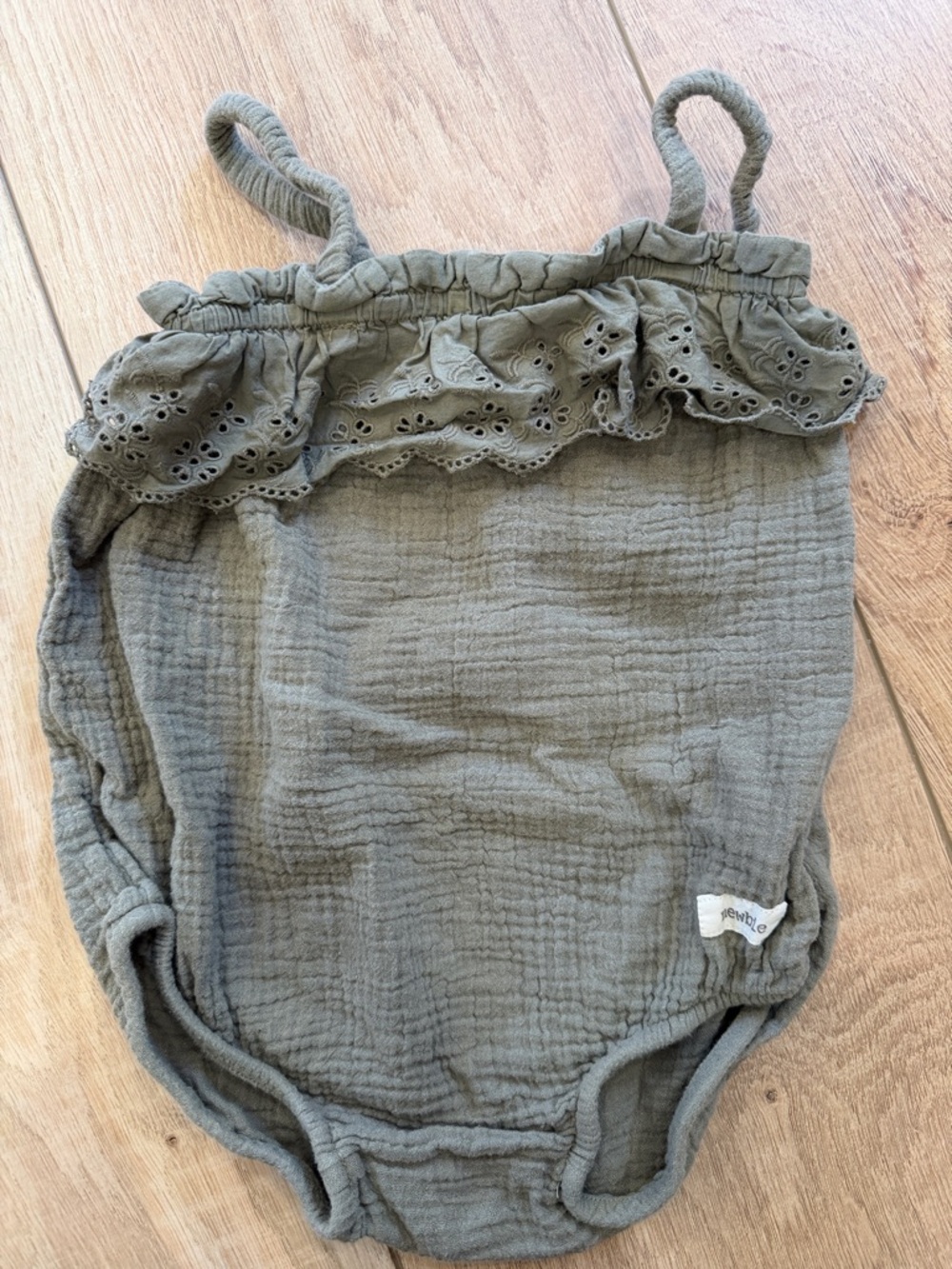Ruffle-Trim Olive Baby One-Piece Bodysuit